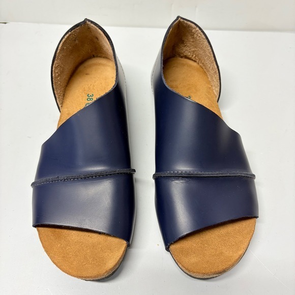Comfortfusse Comfortfube Womens 38 7 7.5 Navy Blue Linda Leather Sandals Comfort - Picture 2 of 7